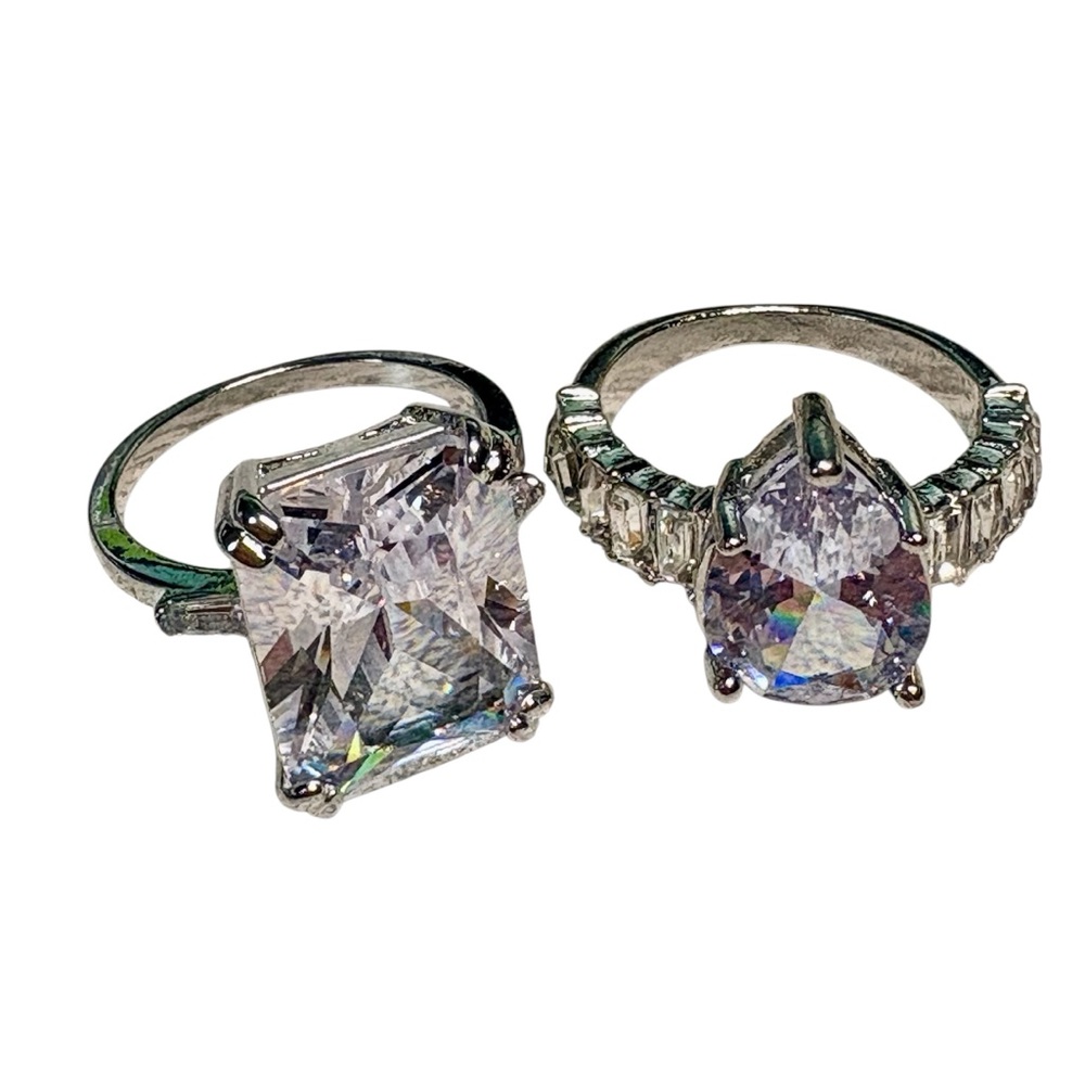Elegant Silver Crystal Rings Set NWT - Picture 1 of 10